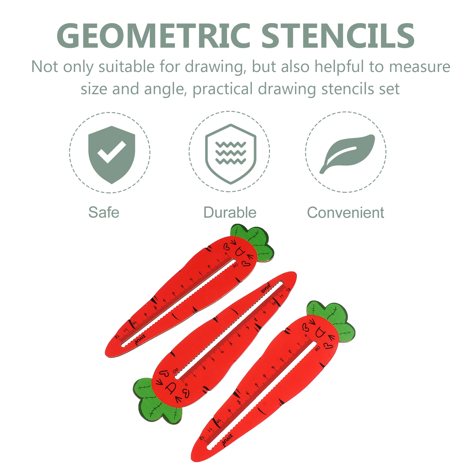 3pcs Carrot Shape Wooden Ruler Cartoon Design For Home Office School Factory Students Teachers Gift Idea Drawing Tool
