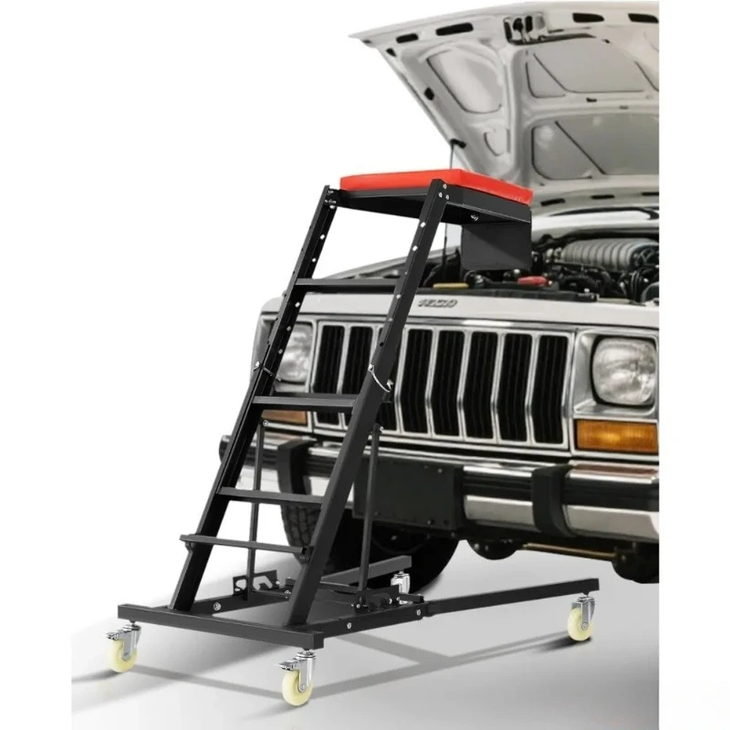 Heavy Duty Automotive Creeper - 400 lbs Capacity with Adjustable Height from 48 to 76 inches and 4 Swivel Caster Wheels