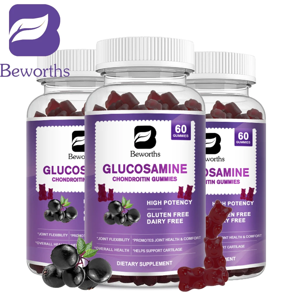 

BEWORTHS Glucosamine Chondroitin Gummies with MSM & Elderberry Protect Joint,Antioxidant Immune Supplement for Adult