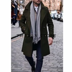 Herren Wolle Lang mantel V-Ausschnitt Einreiher Business Casual Fashion Winter Oberbekleidung zu Mann Trenchcoat Woll mäntel Australien