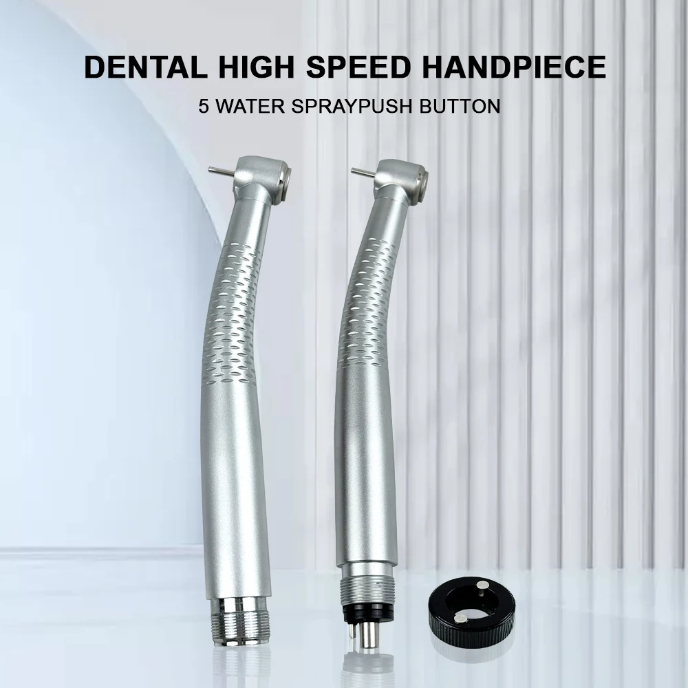 Dental High Speed Handpiece 5 LED Air Turbine 5 Water Spray Push Button with Light E-Generator Handle Dentistry Tools 2/4 Holes