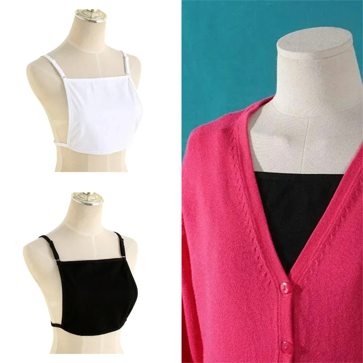Camisola Invisible con espalda descubierta para mujer, sujetador envuelto en el pecho, chaleco con Panel de modestia, ropa interior camisola para mujer