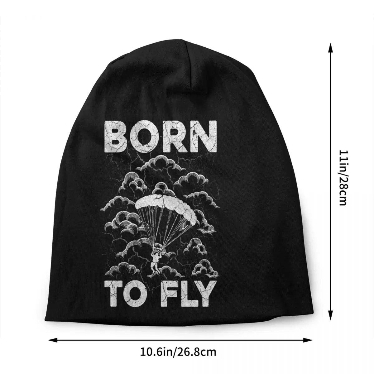 Custom Born To Fly Paraglider Beanie Cap Winter Bonnet Knitting Hats Ski Paragliding Skydiving Sprort Skullies Beanies Hats For