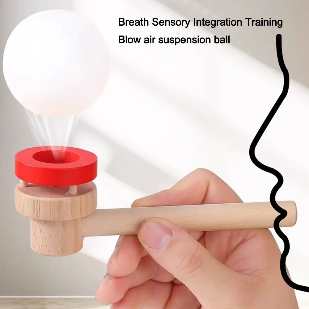 Wooden Hanging Ball Blower Intellectual Educational Floating Blow Pipe Balls Blowing Floating Ball for Lung Capacity Training