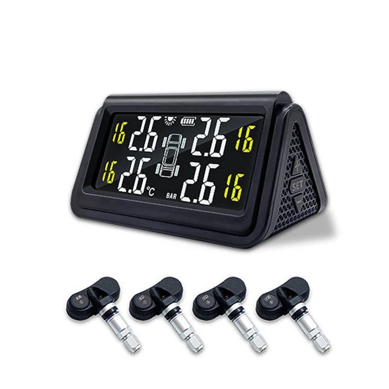 Wireless TPMS Tire Pressure Monitor Car Tire Pressure Monitoring System Solar Charging Car Tire Pressure Sensor Real-Time Monito