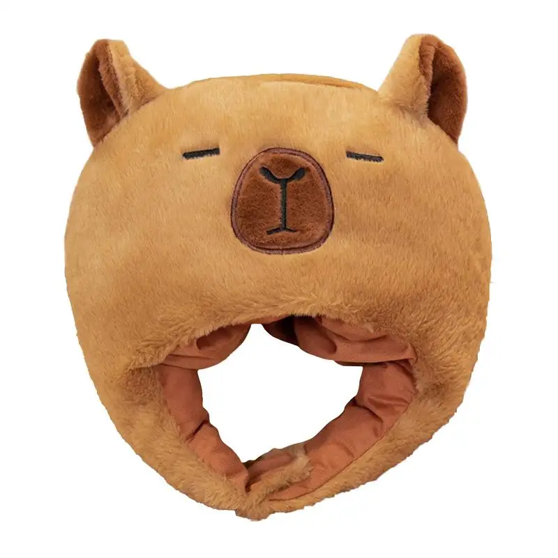 Cute Capybara Plush Hat For Cycling Warm Family And Friends Cartoon Hat Christmas Gifts Winter Christmas Party Cosplay Costume