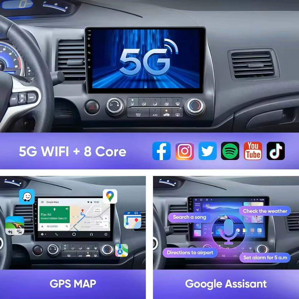 Android 16 for Volkswagen Skoda Octavia 2 A5 2007 - 2015 Car Radio Stereo GPS Navigation Multimedia Player Wireless CarPlay - view 3