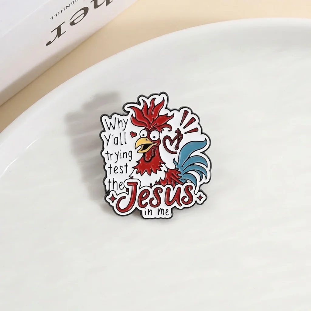 Cute Cartoon Pin Badge Colorful Metal Brooch For Clothing Enamel Pin Badge Unique Funny Rooster Lapel Pin For Daily Outings Bags