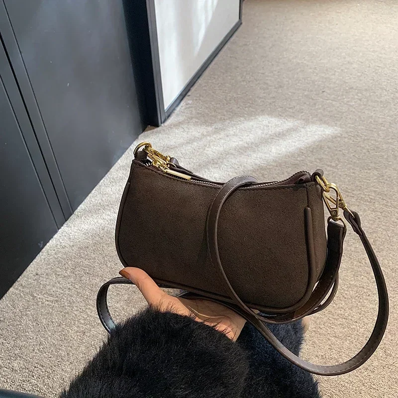 

Solid Faux Suede Small Square Shoulder Bags 2025 Fashion High Quality Two-Purpose Women's Bags Bolsos De Mujer De Alta Calidad