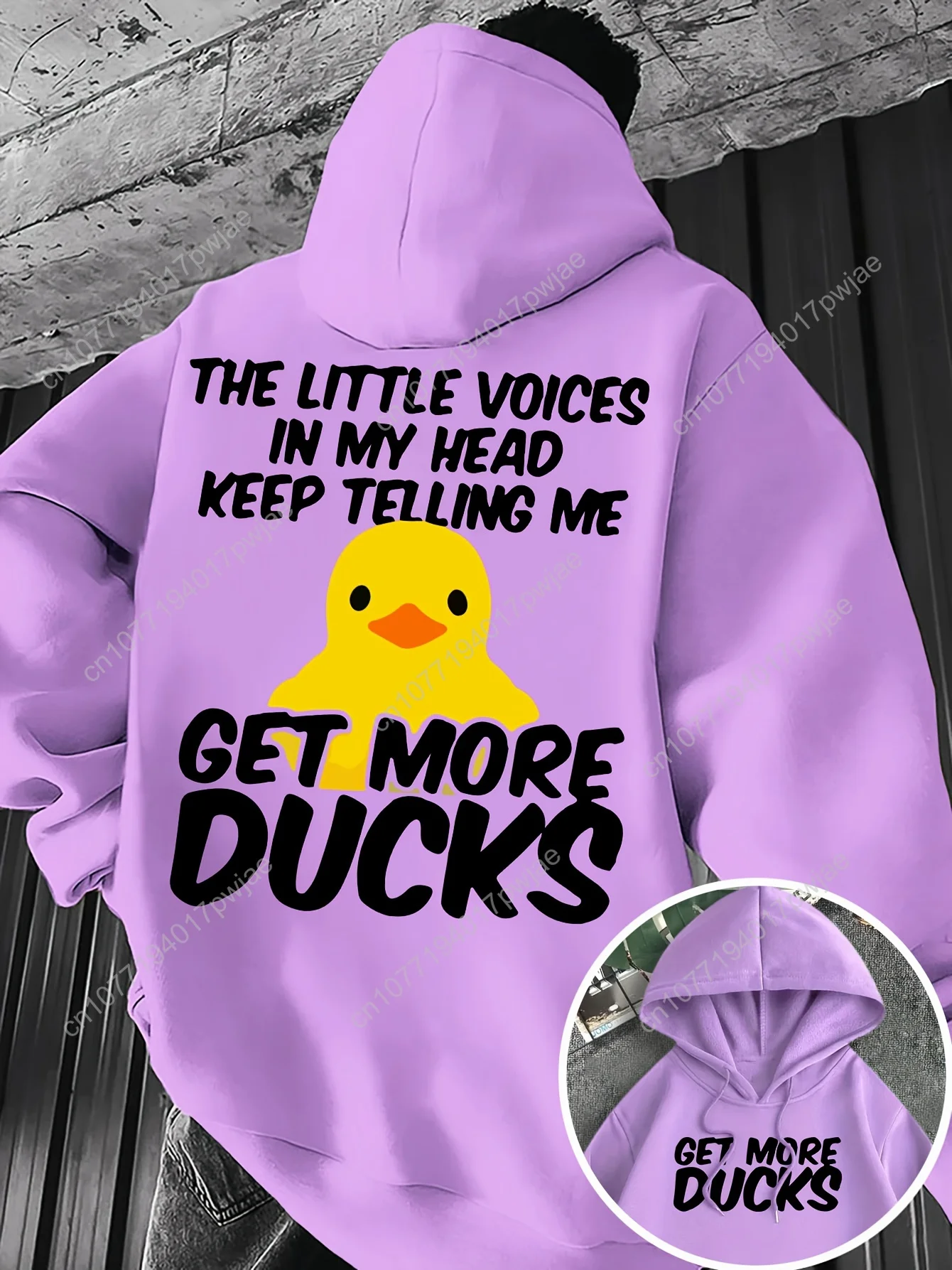 Moletom com capuz gráfico de pato engraçado masculino com slogan "Get More Ducks" – Moletom de inverno 100% poliéster engrossado, bolso canguru e dra