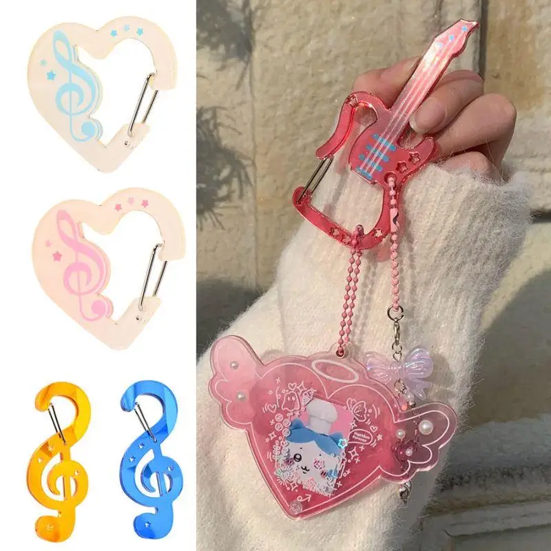 Mousqueton en forme de Notes musicales en acrylique, breloque pour sac, cœur d'amour, violon, porte-clés, sac à dos, pendentif suspendu, accessoires pour manuel