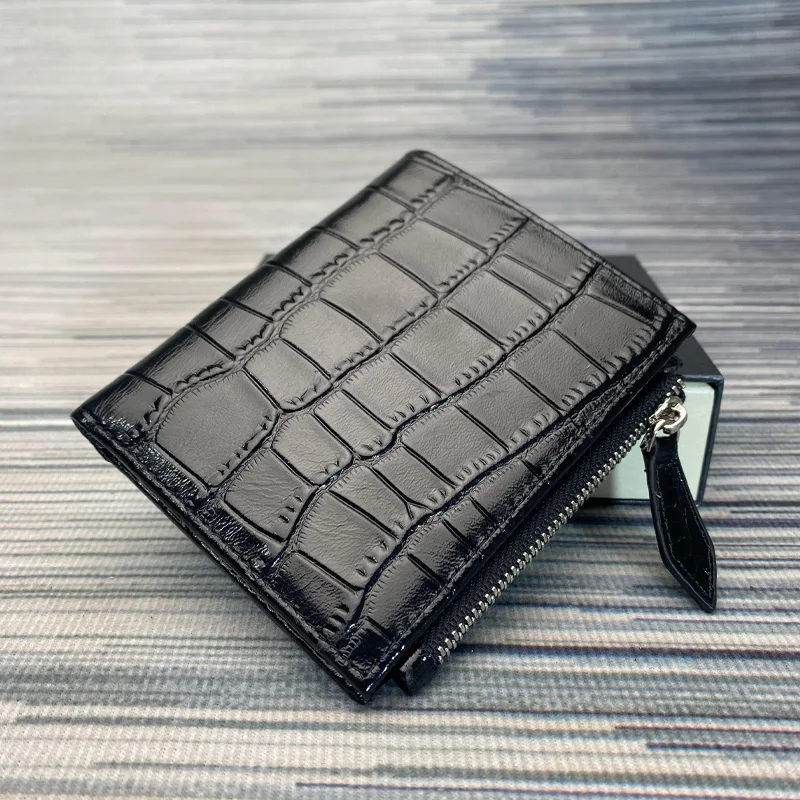 Men\'s wallet Genuine Leather Classic Crocodile Pattern wallets business CardHolder Zip coin purse for Women Purse гаманець