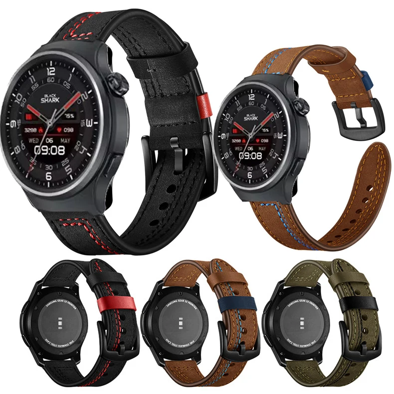 

Quick Release Leather Watchbands for Black Shark A3 Casual Belt Smart Watch Strap Soft Bracelet Wrist Watch Band