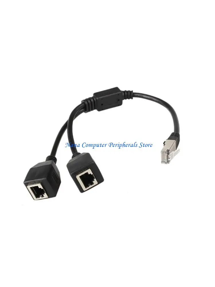 F68C RJ45 1 Male to 2 Female Socket Port LAN Ethernet Splitter Adapter Cable 0.25m for Computer Router Equipment