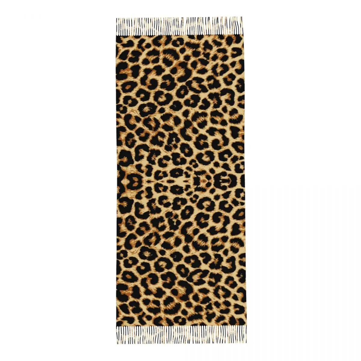 Bufanda con textura de piel de leopardo personalizada para mujer, chal largo de invierno cálido con borla, bufandas de animales salvajes tropicales Unisex