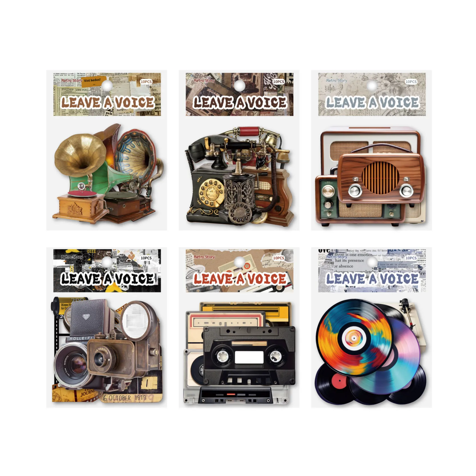 

6 упаковок/1 набор милых канцелярских наклеек с записью голоса для декоративного скрапбукинга и DIY-творчества