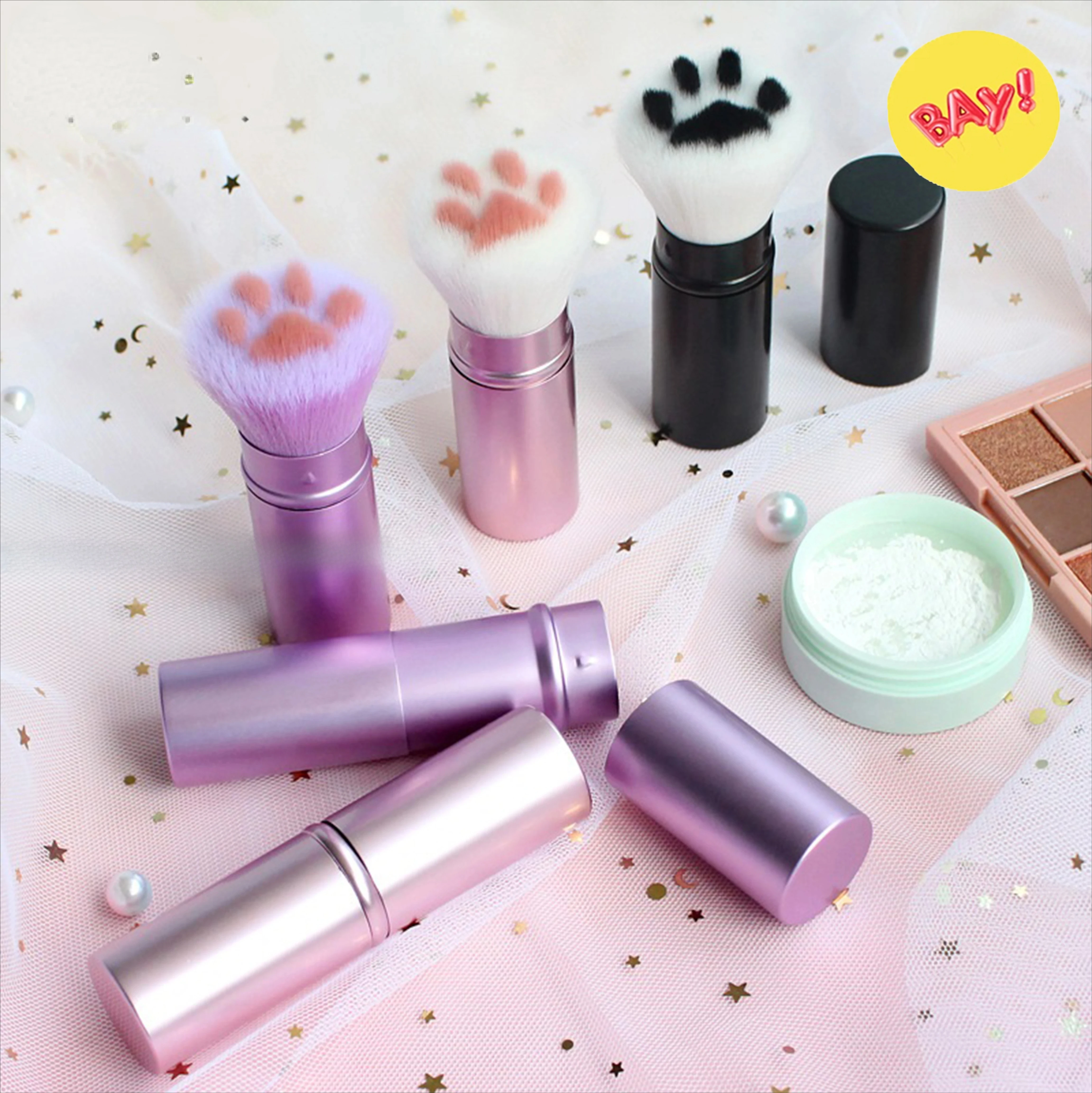 Pinceau de maquillage griffe de chat Super mignon, outils cosmétiques rétractables portables, fond de teint Kawaii, correcteur, Blush, poudre, cadeau de maquillage