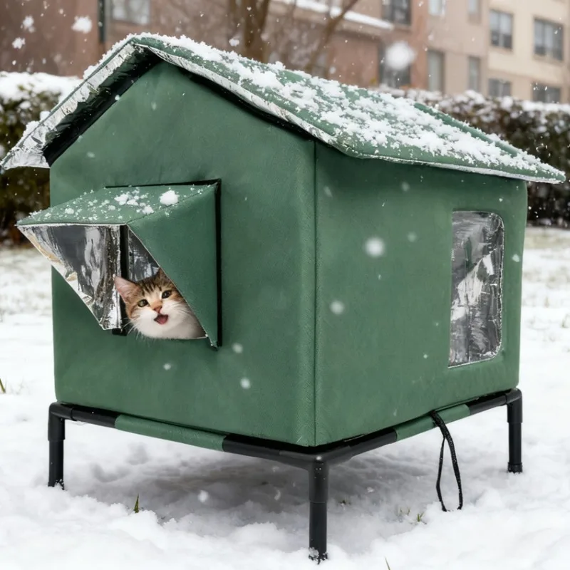 Outdoor waterproof cat house, detachable and height increasing waterproof stray cat house, foldable winter cat nest, pet nest