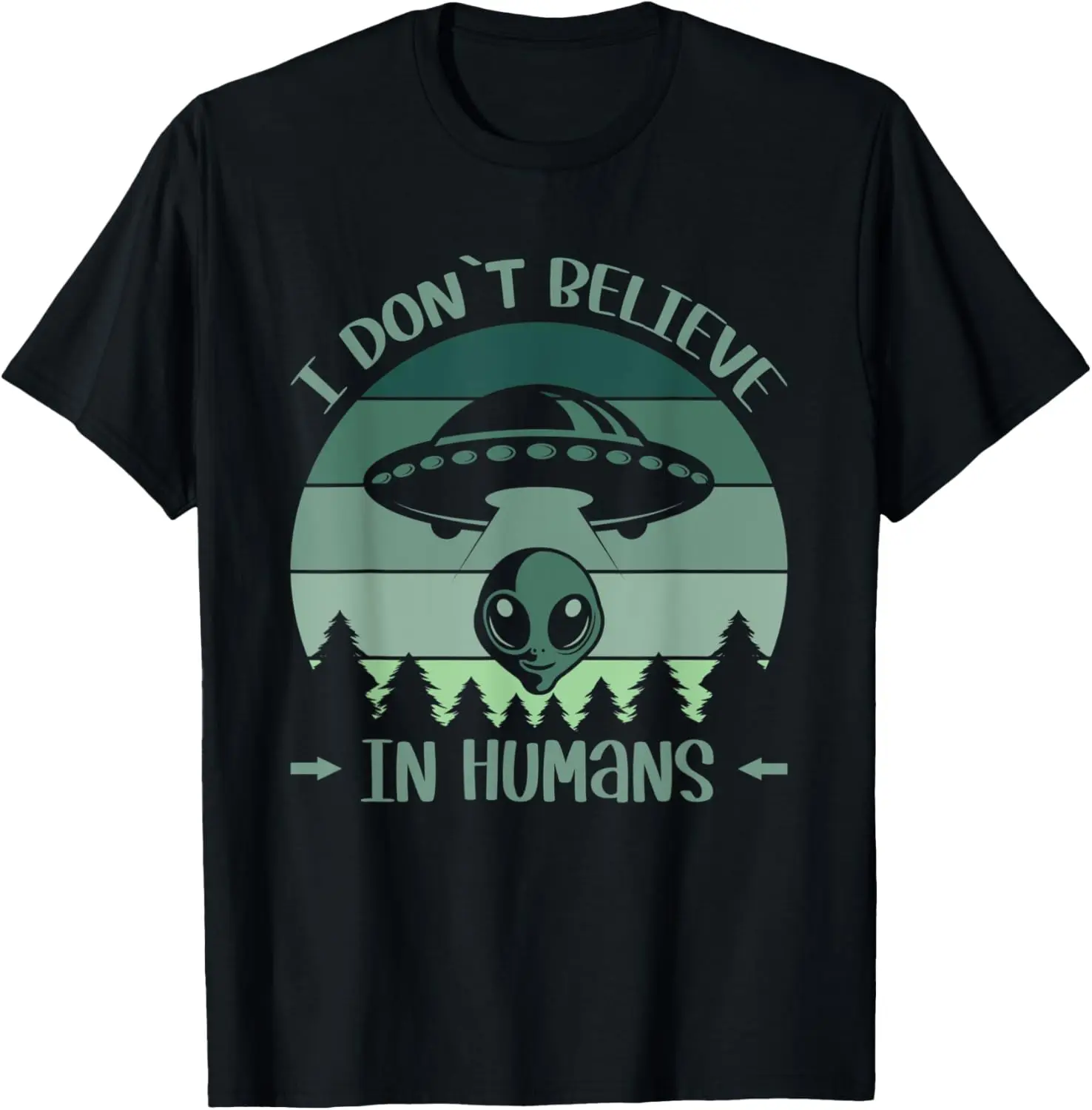 

Retro Green Alien Head & Ufo - I Dont`t Believe In Humans T-Shirt