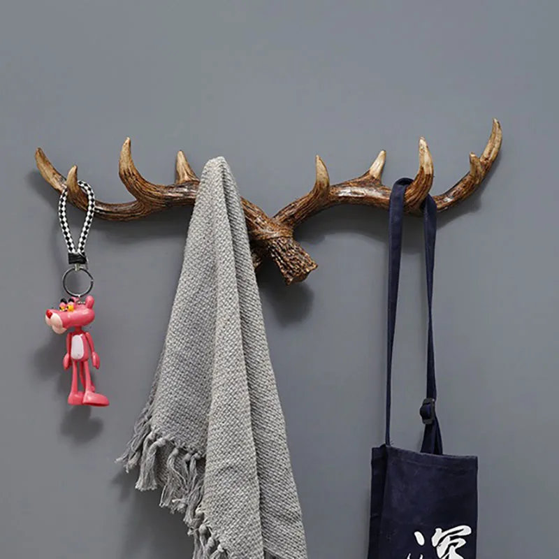 

Retro Wall Mounted Clothes Rack Deer Horn Key Hook American Creative Clothing Store Entrance Wall Decoration Key Hook Home Decor
