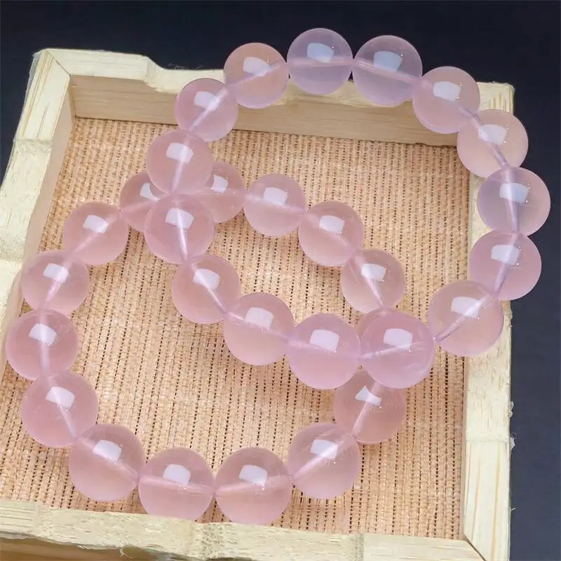 14MM Natural Rose Quartz Bracelet Bead Strings Fashion Beautifully Jewelry For Men And Women Gift 1PCS