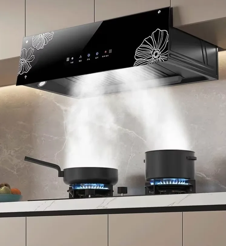 220V Range Hood Kitchen Small Apartment New Top Suction Large Suction Power High Airflow Smoke Extractor J