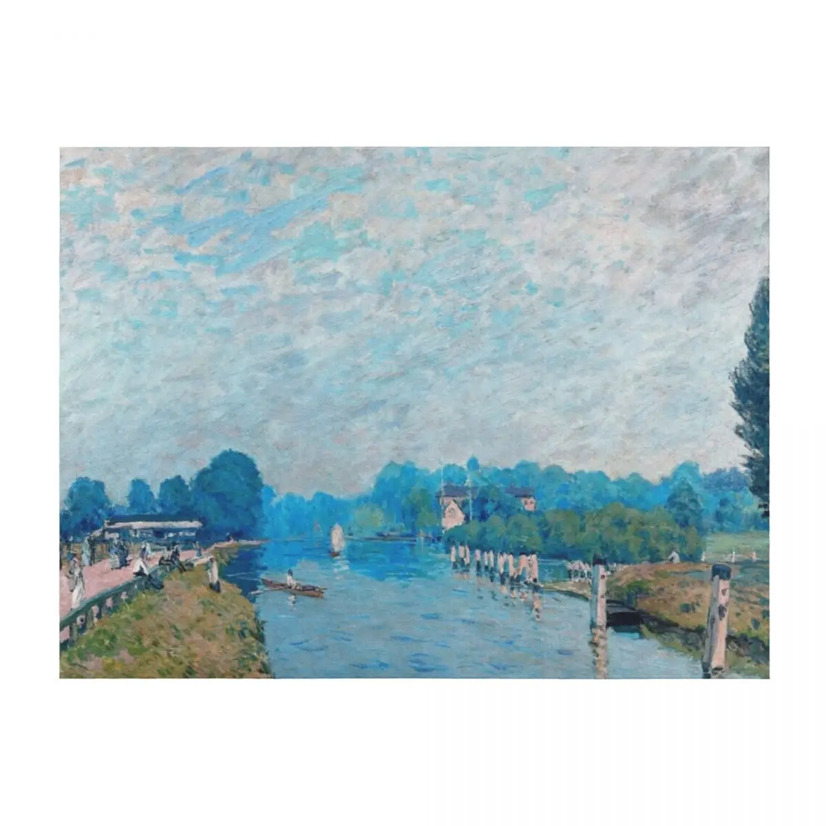 

Alfred Sisley - Banks of rivers (the Thames Hampton Court, first week of October) Throw Blanket Fashion Sofas Blankets