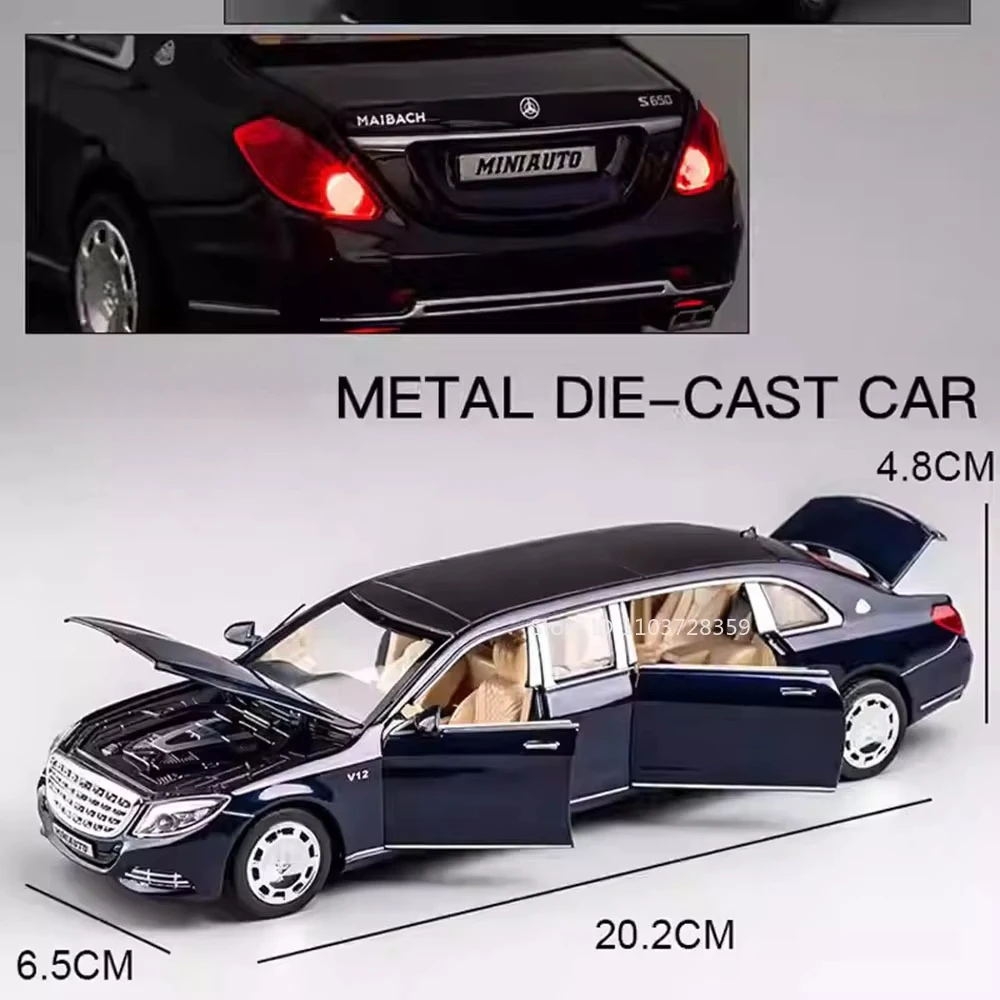 1:32 S650 C260 Model Toy Miniature Cars Alloy Diecast Sound Light Doors Opened Pull Back Simulation Vehicle Toys for Boys Gifts
