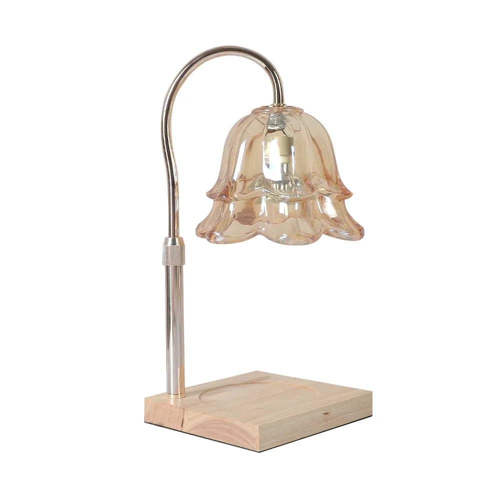 Lifting aromatherapy wax melting lamp Warm candle lamp Bedroom bedside wooden glass table lamp