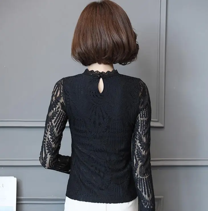 Women Lace Blouse Long Sleeve Fashion Blouses and Shirts Crochet Casual Female Clothing Plus Size Femme Tops