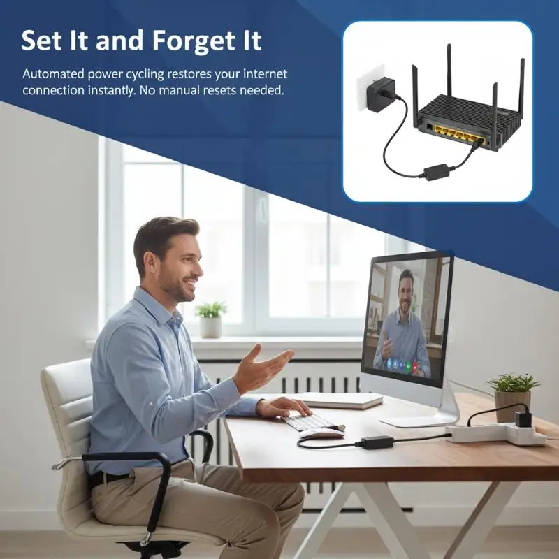 Automatic Router WiFi Rebooter 60CM DC 5V 15V 24H Power Off Reset for Reliable Router Modem Connection