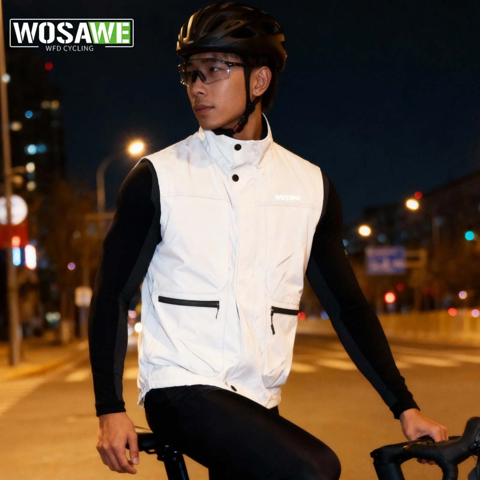 

WOSAWE полностью светоотражающий жилет, водонепроницаемый ветрозащитный жилет высокой видимости для мужчин и женщин, защитный жилет для пешего туризма, велоспорта и бега