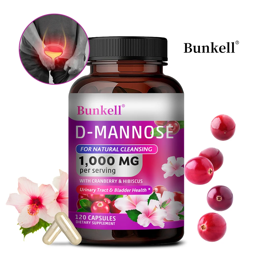 

D-Mannose 1000mg Capsules - Cranberry, Hibiscus, Urinary Tract Health, Bladder Support, UTI Defense, Natural Cleansing & Detox