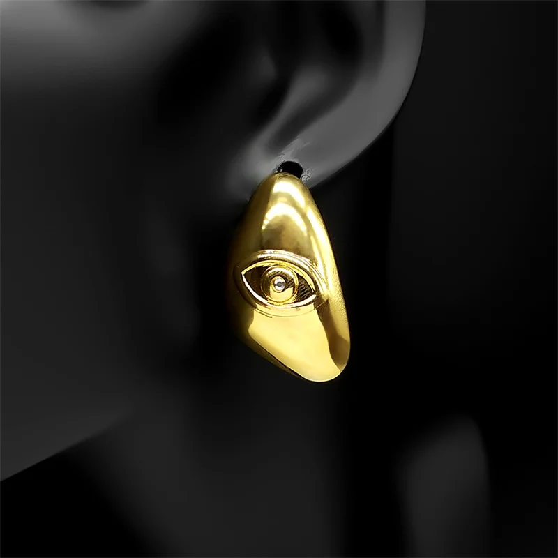 Stainless Steel Evil Blue Eye Crystal Earrings for Women Girls Gold Color Turkish Lucky Eye Studs Earring Jewelry GiftsZZZ1102 view 4