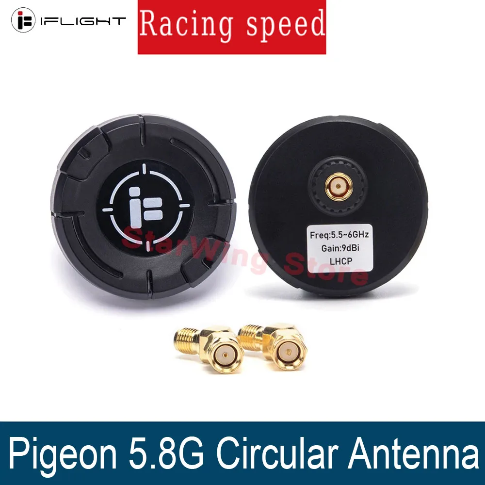 IFlight Pigeon 5.8G 円偏波指向性 9dBi ゲイン FPV パッチアンテナ RP-SMA LHCP RHCP 2 個の 45 度アダプター付き