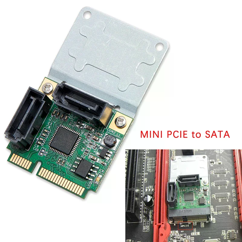 1pcmini Pci-e To 2 Ports Sata 3.0 Expansion Adapter Pci-express Chip Expansion Adapter Card Mini Pcie To Dual Sata Add on Card