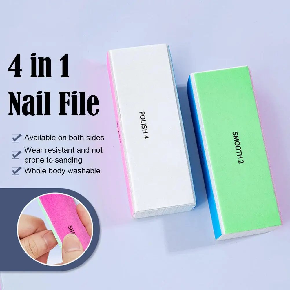 4 Way Nail Buffer Block, Four Sides Nail Shine Buffers Blocks Files For Natural And Acrylic Nails Smoother Buffing Block Polish