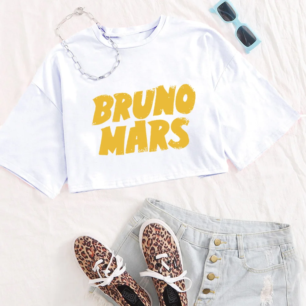 Bruno Mars Doo-Wops & Hooligans  2024 Shirt Tops O-Neck Short Sleeves Casual Fans Gift Girls Clothing Super-short