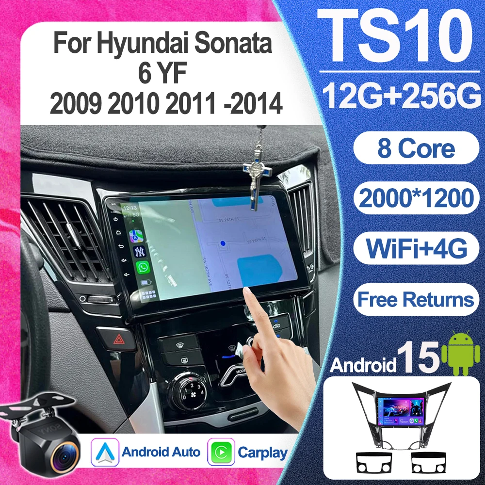 For Hyundai Sonata 6 Yf 2009 2010 2011 2012 2013 2014 Android 16 Multimedia Carplay Auto Car Head Unit Player GPS Navigation 5g