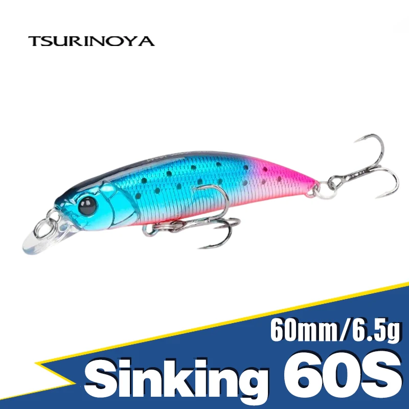 Tsurinoya intruder 60s afundando minnow isca de pesca 60mm 6.5g truta jerkbait wobbler peso fixo iscas duras artificiais novo modelo
