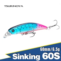 TSURINOYA INTRUDER 60S Sinking Minnow Fishing Lure 60mm 6.5g Trout Jerkbait Wobbler Fixed Weight Artificial Hard Baits New Model
