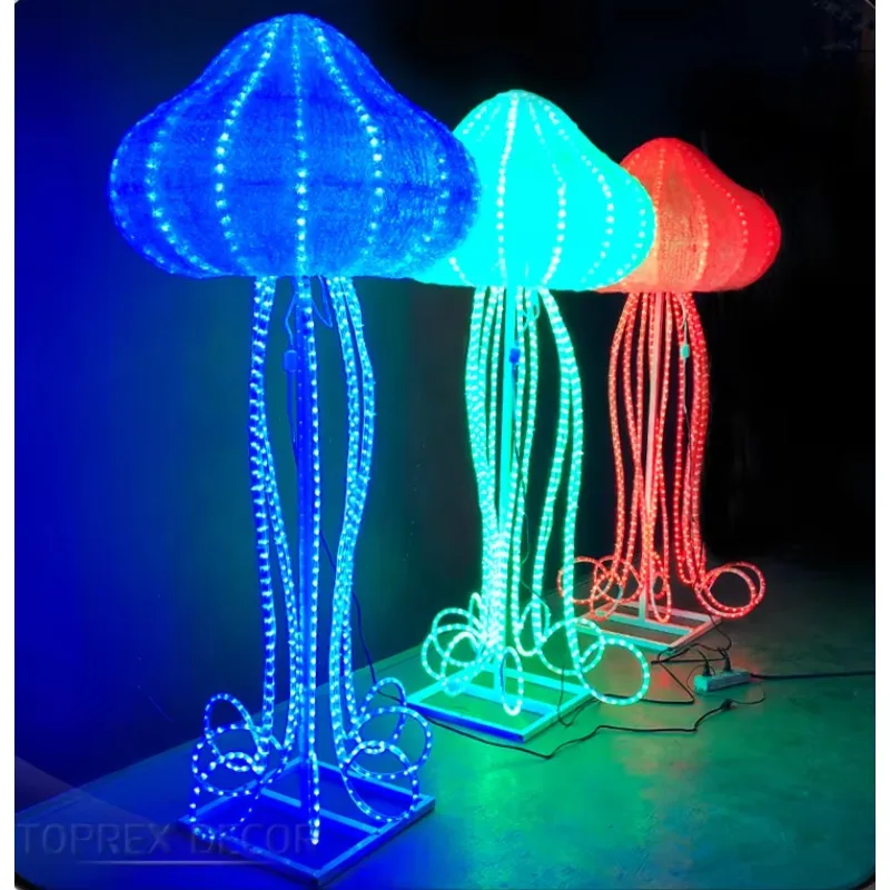 Lighting Giant 3D Marine Animal Lantern Jellyfish Garden Motif Lights Decorations  For Outdoor Christmas Lights