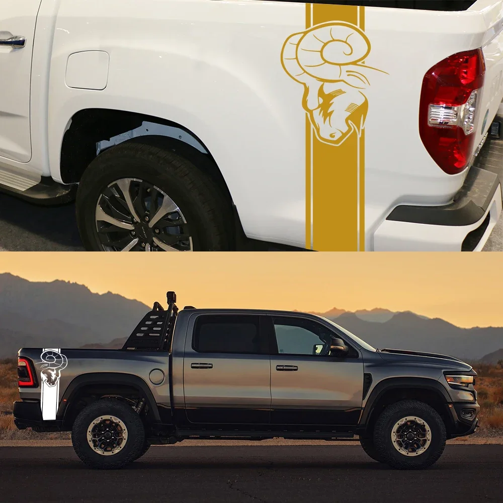 Car Stickers Pickup Bed Side Kit Styling Decor Decal Truck Vinyl Cover Auto Accessories For Dodge RAM 1500 2500 3500 Rebel TRX view 3