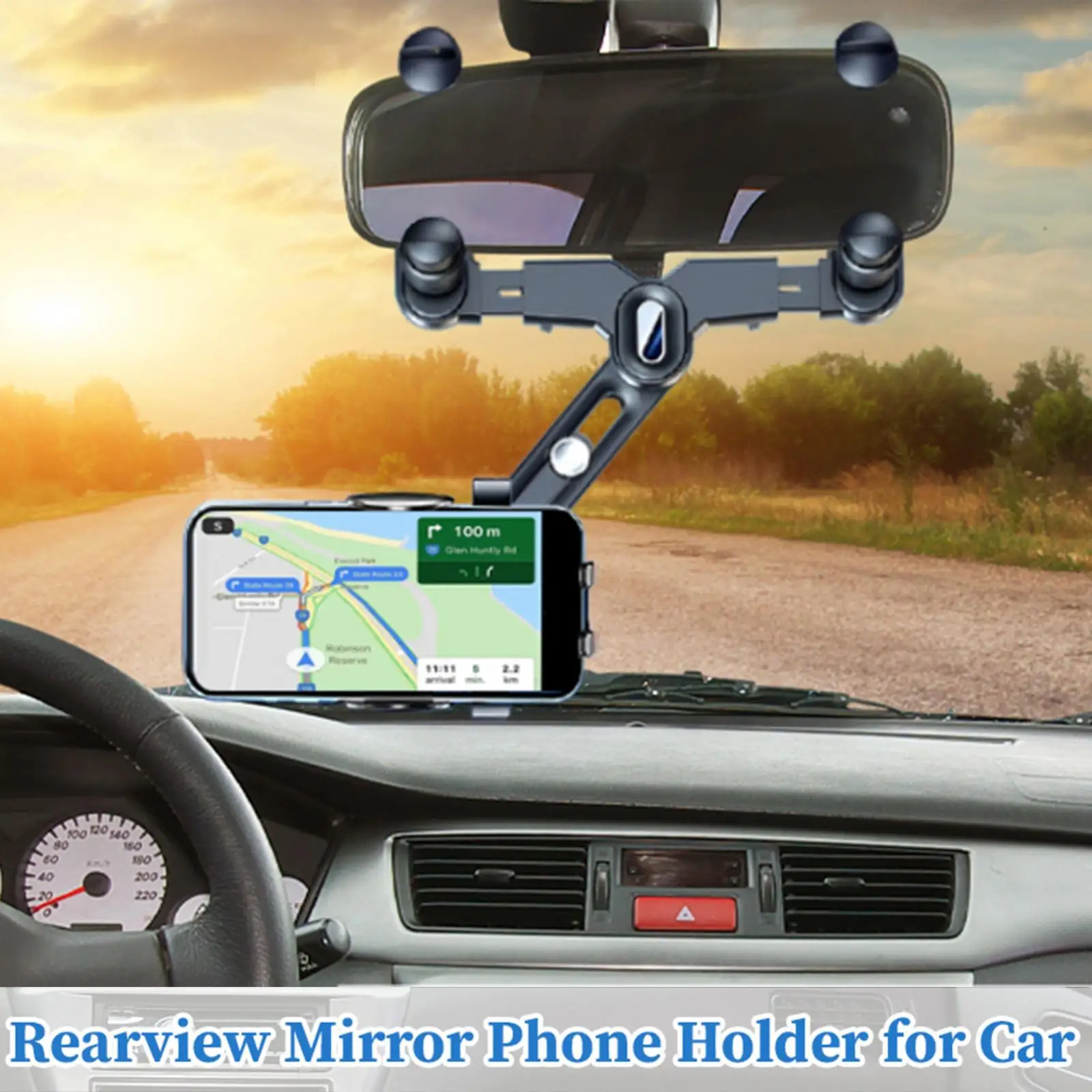 Multifunctional Rear View Mount Universal Adjustable Phone Holder Car Mount 360 Degree Rotatable for Phone Navigation