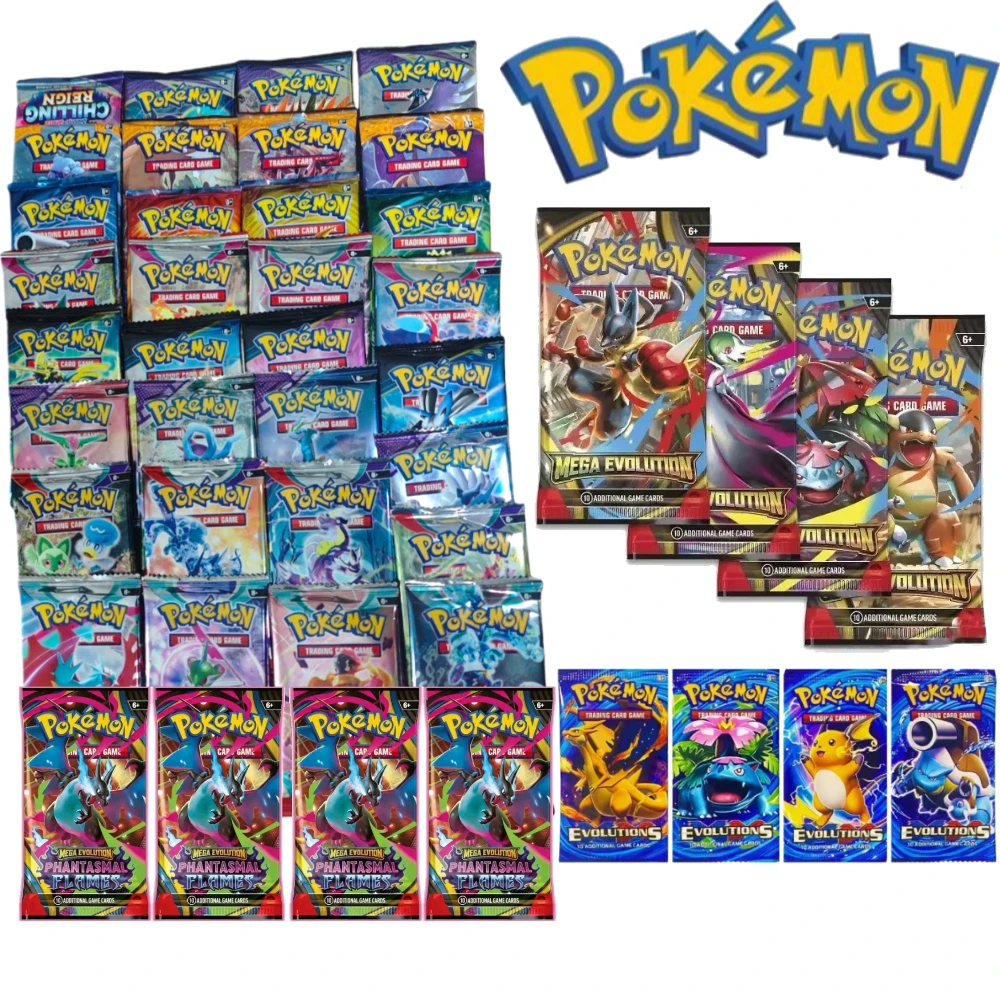 Pokémon  Cards 9+1 Per Pack TCG Mega Evolution Phantasmal Flames Booster Box Trading Card Game Collection Set English Pokemon