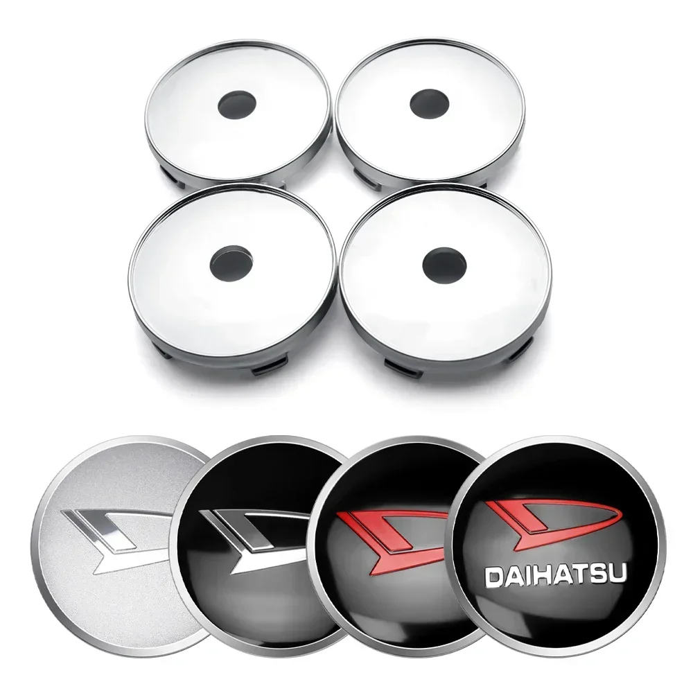 4PCS 56mm/60mm Car Tire Wheel Center Hup Caps Badge Stickers for Daihatsu Terios Sirion Mira Materia Rocky YRV Feroza Charade