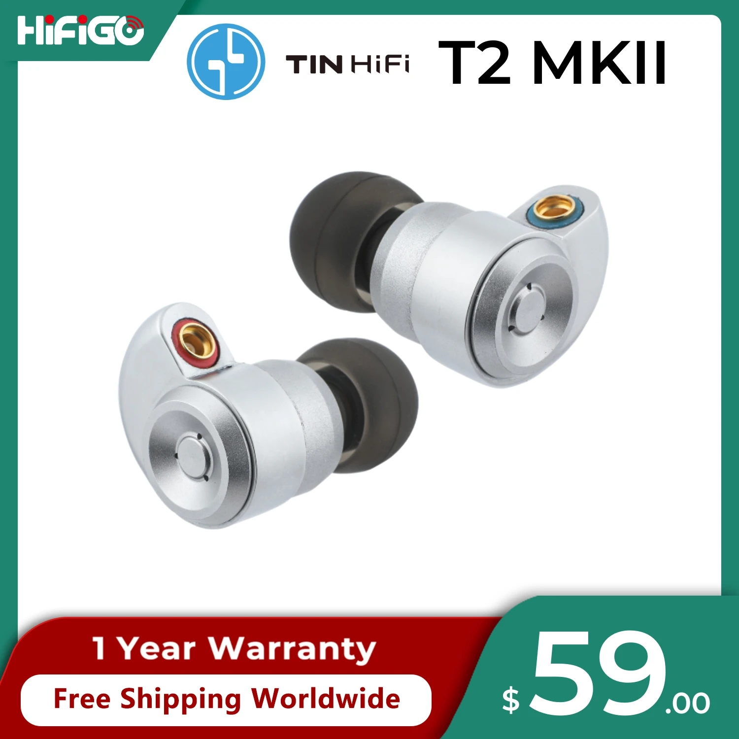 

TinHiFi T2 MKII High-Definition Balanced Hi-Fi Earphone Wired Earbuds IEMs with Detachable IEM Cable for Musicians