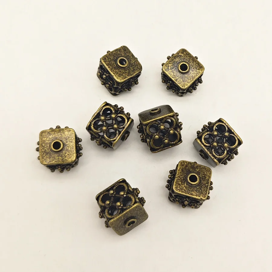 Gracetad-Cuentas huecas de bronce antiguo, accesorios de joyería de patrón Irregular, bricolaje para pulseras, decoraciones de fiesta, 2mm, 8