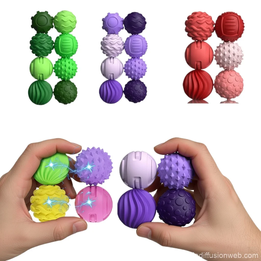 Magnet Balls Fidget Decompression Silicone Handheld Fidget Toy Worry BallsTextured Silicone Relief Anxiety Sensory Toy
