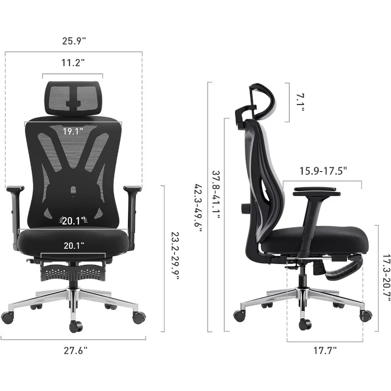 Hbada Ergonomic Office Chair, Desk Chair with Adjustable Lumbar Support and Height, Comfortable Mesh Computer Chair